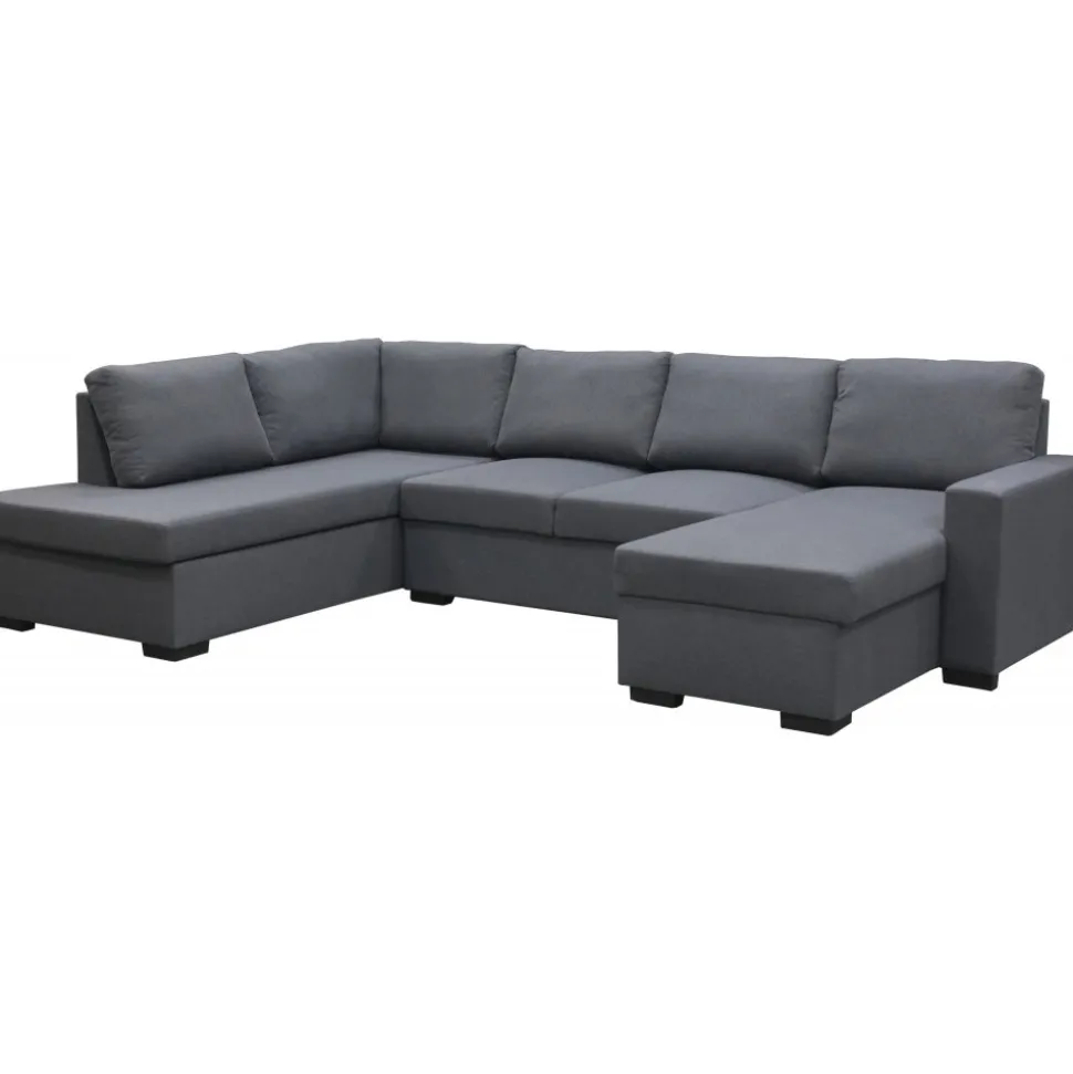 Soffa u-soffa 309 cm mörkgrått tyg - Solna