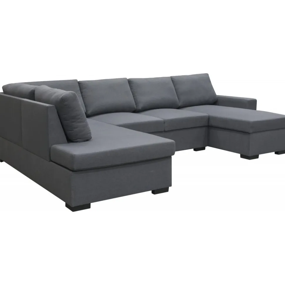 Soffa u-soffa 309 cm mörkgrått tyg - Solna