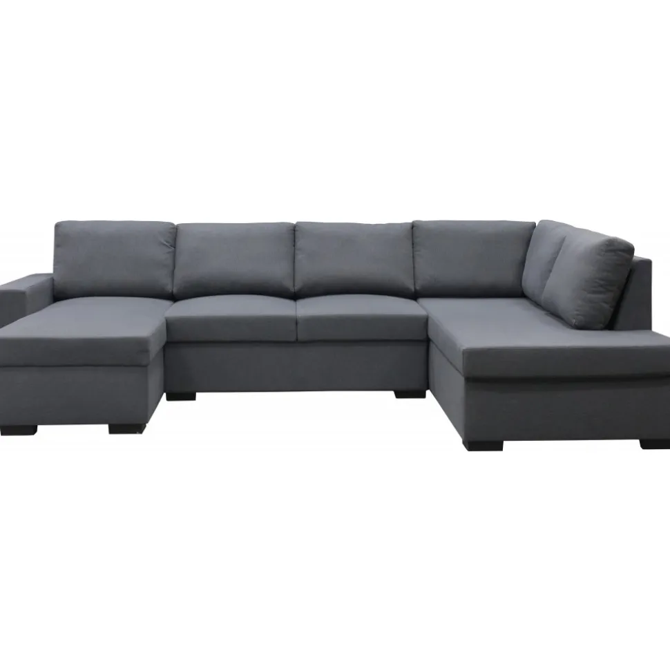 Soffa u-soffa 309 cm mörkgrått tyg - Solna