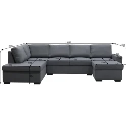 Soffa u-soffa 309 cm mörkgrått tyg - Solna