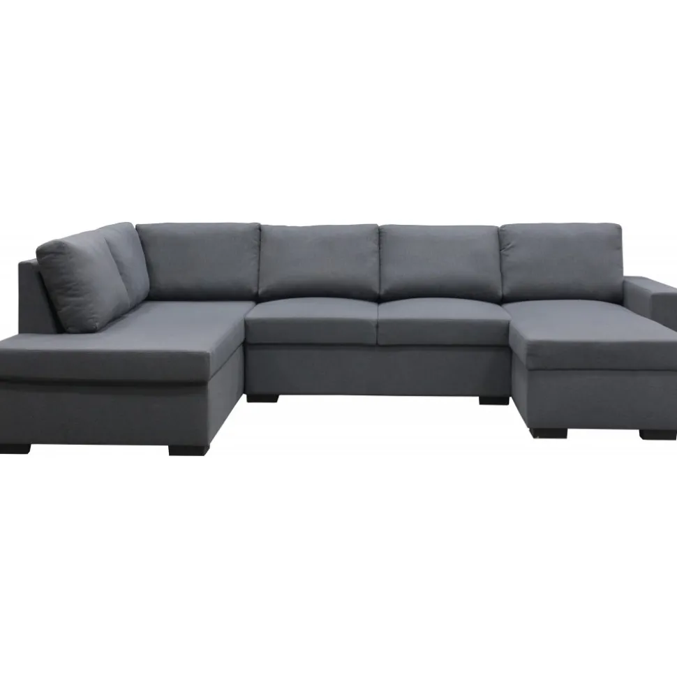 Soffa u-soffa 309 cm mörkgrått tyg - Solna