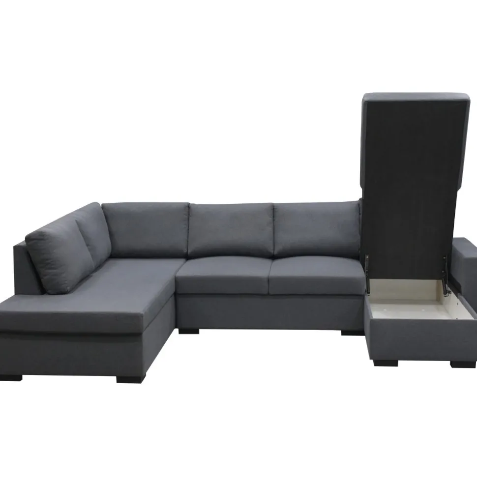 Soffa u-soffa 309 cm mörkgrått tyg - Solna