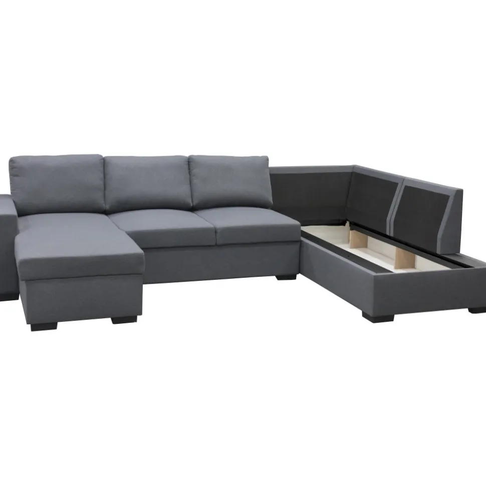 Soffa u-soffa 309 cm mörkgrått tyg - Solna