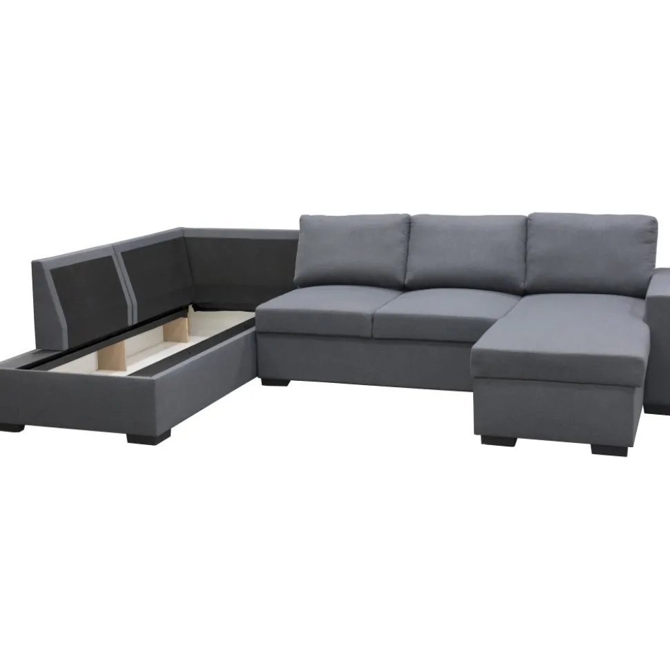 Soffa u-soffa 309 cm mörkgrått tyg - Solna