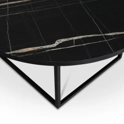 Soffbord Ø90 cm - Svart marmor (Exklusive laminat) + Möbeltassar