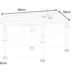 Soffbord 90 x 50 cm Vit/ek - Adiba + Textilrengöring för möbler