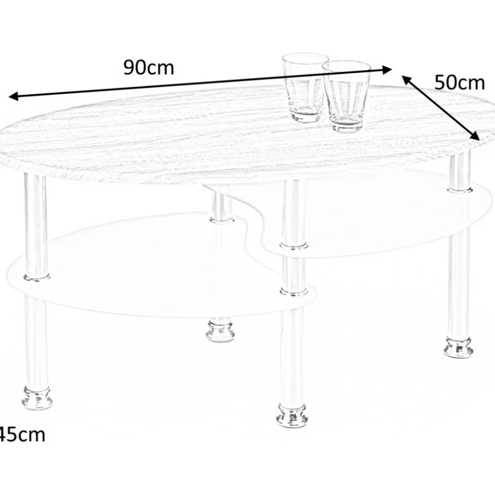 Soffbord 90 x 50 cm Vit/ek - Adiba + Textilrengöring för möbler