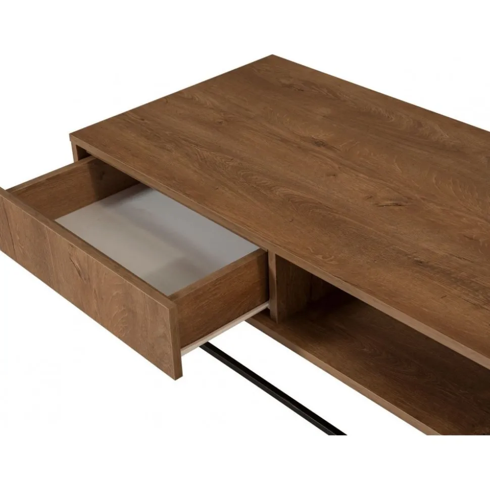 Soffbord Dale med låda i valnöt / Svart - 120x60 cm + Textilrengöring för möbler