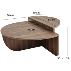 Soffbord i Valnöt 90 x 90 cm - Podium + Möbeltassar