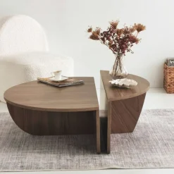 Soffbord i Valnöt 90 x 90 cm - Podium + Textilrengöring för möbler