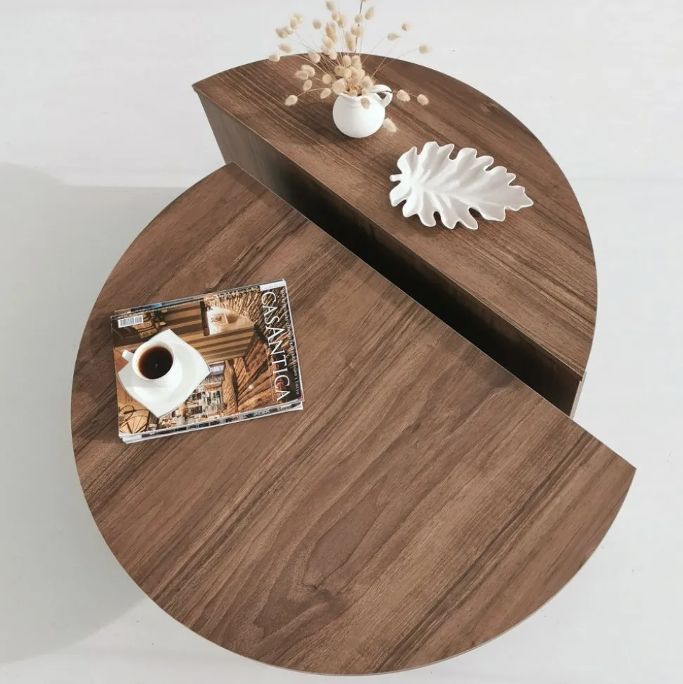 Soffbord i Valnöt 90 x 90 cm - Podium + Textilrengöring för möbler