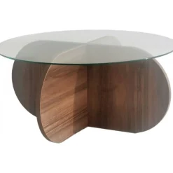 Soffbord i valnöt med glasskiva + Möbeltassar