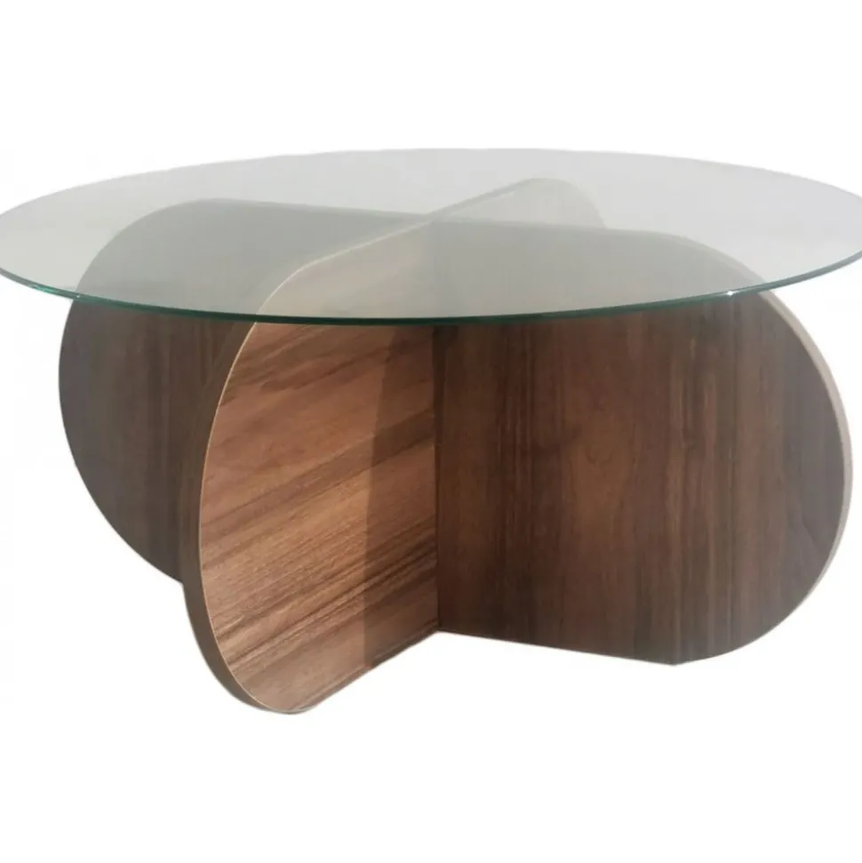 Soffbord i valnöt med glasskiva + Fläckborttagare för möbler