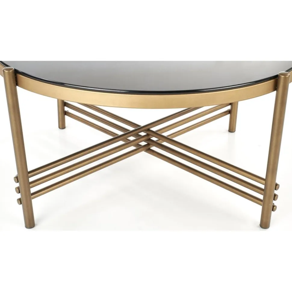 Soffbord Jenelle i svart/guld - Ø80 cm + Möbeltassar