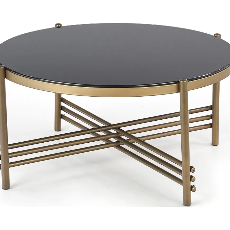 Soffbord Jenelle i svart/guld - Ø80 cm + Textilrengöring för möbler