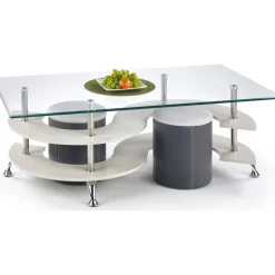 Soffbord med sittpallar 130 x 70 cm - Mörk grå/grå + Textilrengöring för möbler