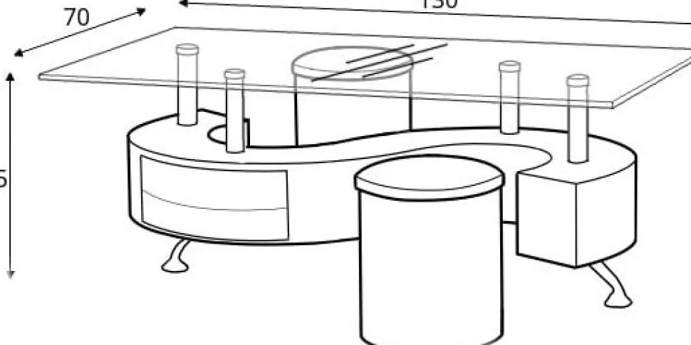 Soffbord med sittpallar 130 x 70 cm - Mörk grå/grå + Textilrengöring för möbler