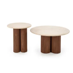 Soffbord mocca med Travertintopp 80 cm