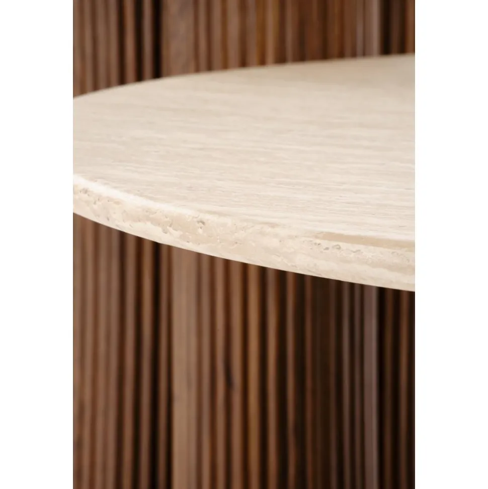 Soffbord mocca med Travertintopp 80 cm