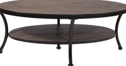 Soffbord mörkbetsad/svart Ø120 cm - Manilla + Textilrengöring för möbler