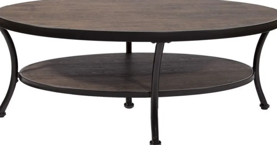 Soffbord mörkbetsad/svart Ø120 cm - Manilla + Textilrengöring för möbler