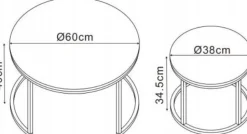 Soffbord set med 2 st Ø38/60 cm - Vit marmoreffekt/guld + Möbeltassar