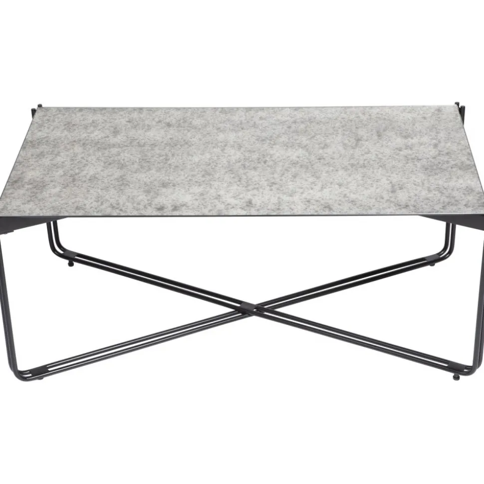 Soffbord 110x60 cm - Antikfärgad spegelglas + Möbeltassar