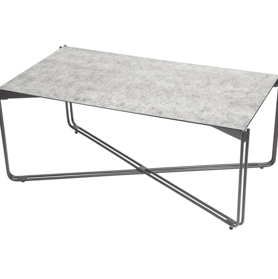 Soffbord 110x60 cm - Antikfärgad spegelglas + Möbeltassar