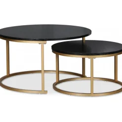 Solano satsbord Ø80/60 cm - Svartbetsad ask / Mässing