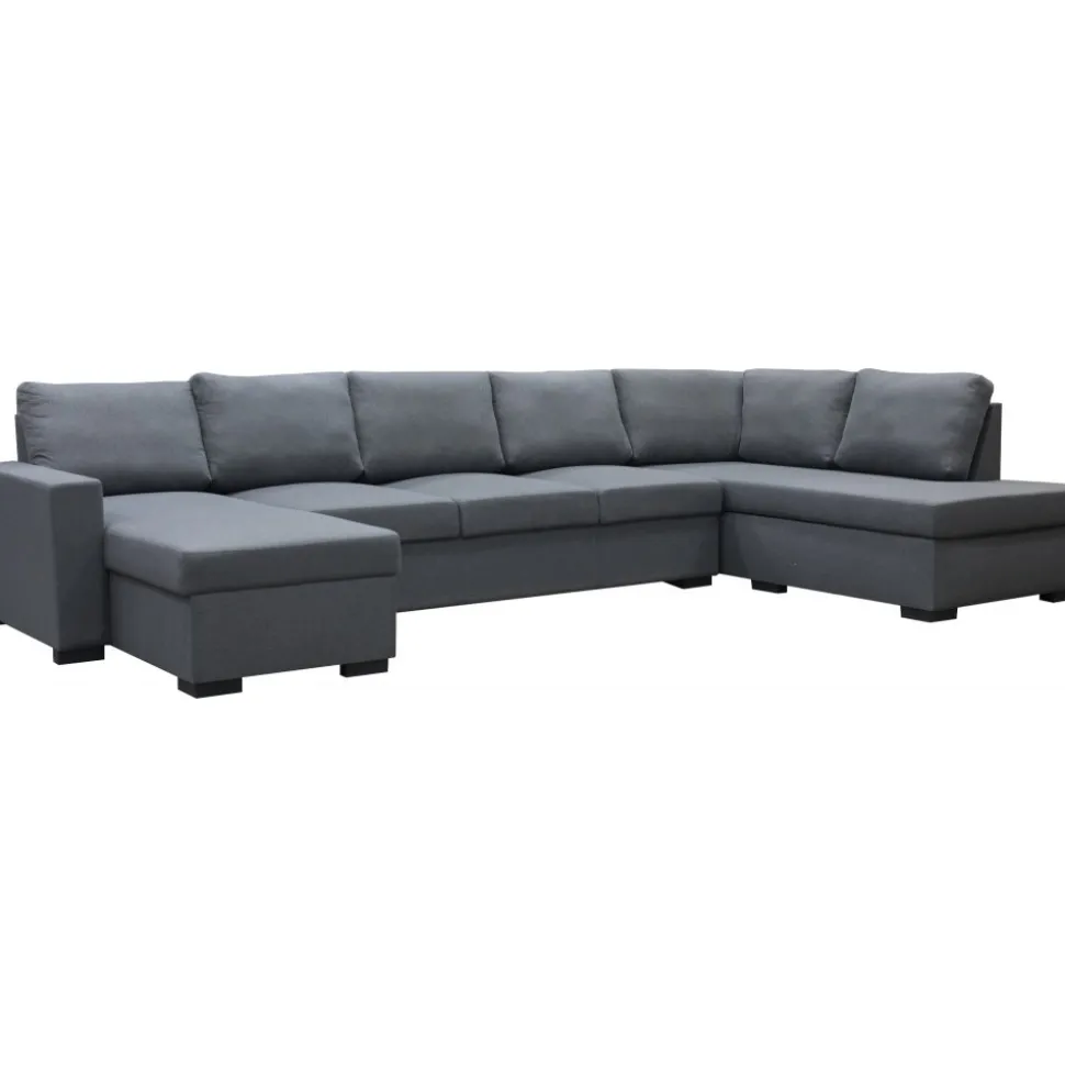 Solna mörkgrå vändbar U-soffa 367 cm + Möbeltassar