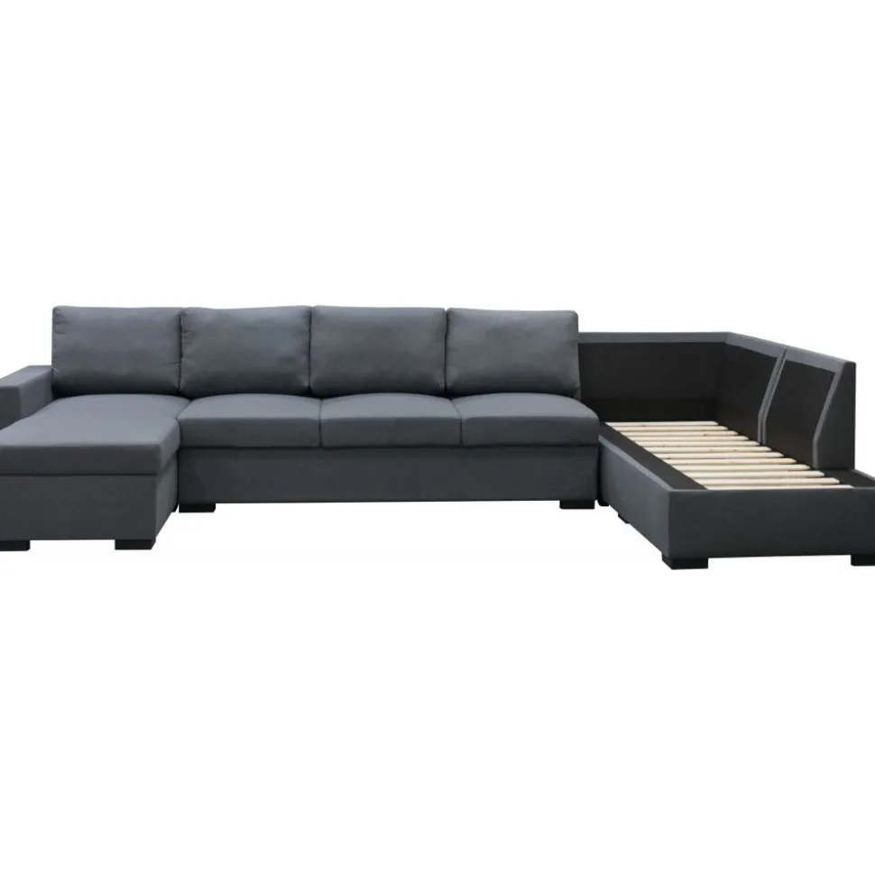 Solna mörkgrå vändbar U-soffa 367 cm + Möbeltassar