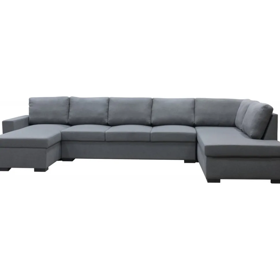 Solna mörkgrå vändbar U-soffa 367 cm + Möbeltassar