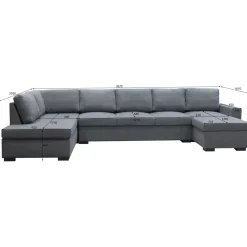 Solna mörkgrå vändbar U-soffa 367 cm + Möbeltassar