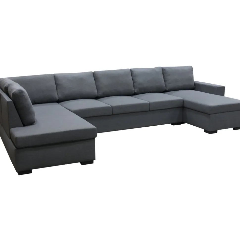 Solna mörkgrå vändbar U-soffa 367 cm + Möbeltassar