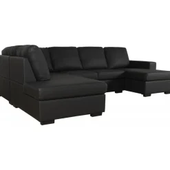 Solna U-soffa i svart PU A3D + Textilrengöring för möbler