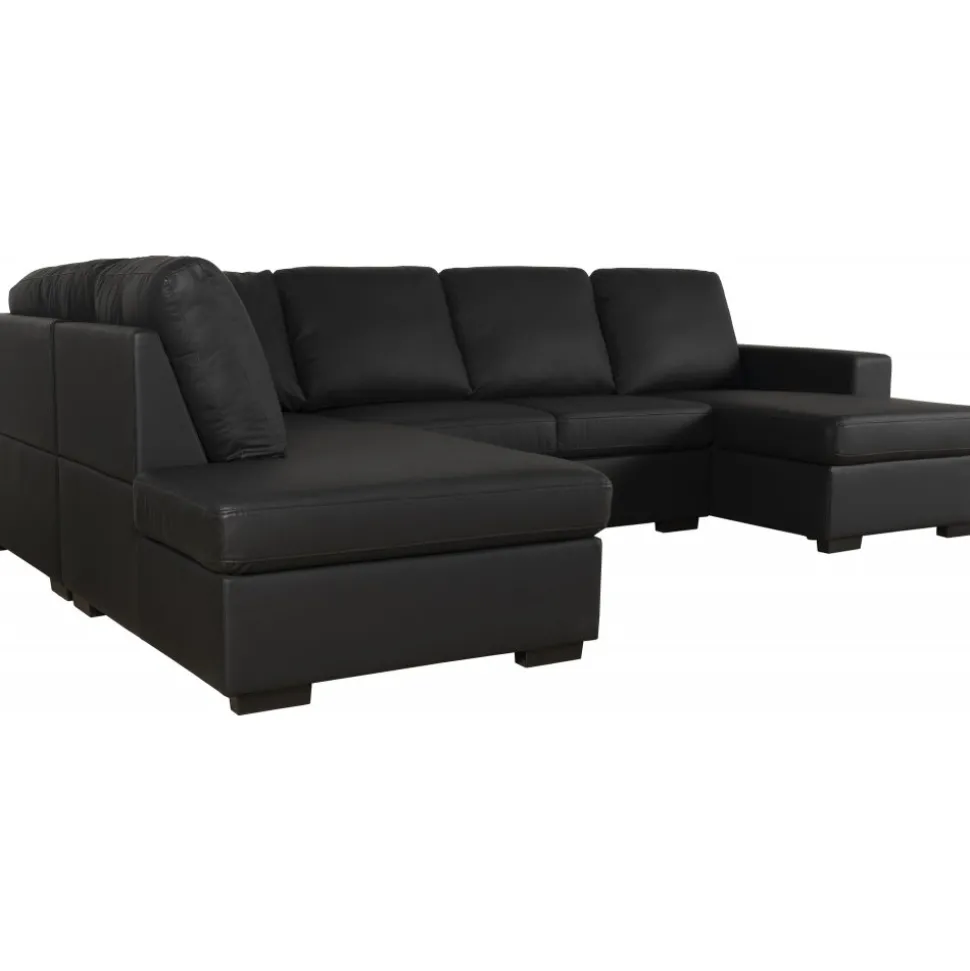 Solna U-soffa i svart PU A3D