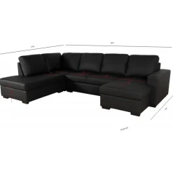 Solna U-soffa i svart PU A3D