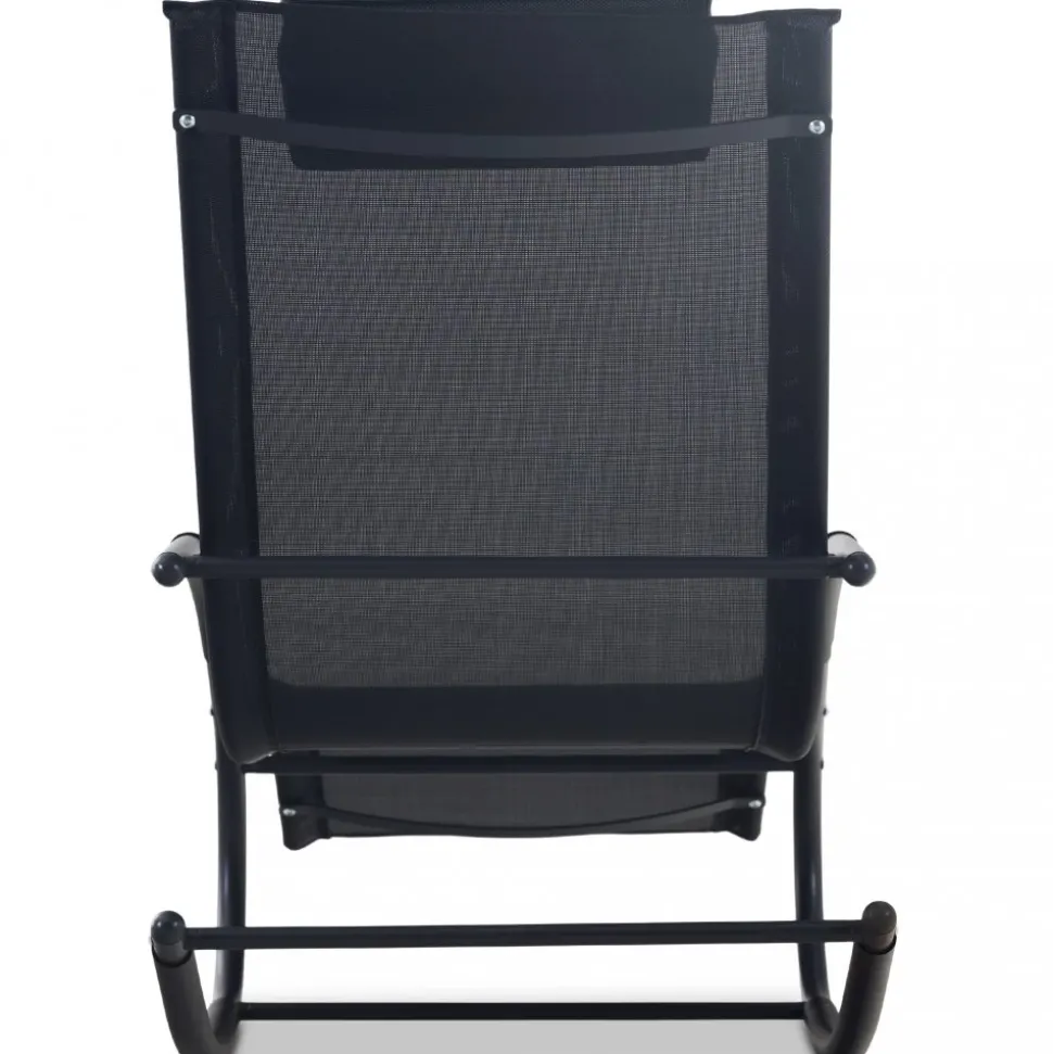 Solstol med gungfunktion - Svart + Textilskydd för utemöbler