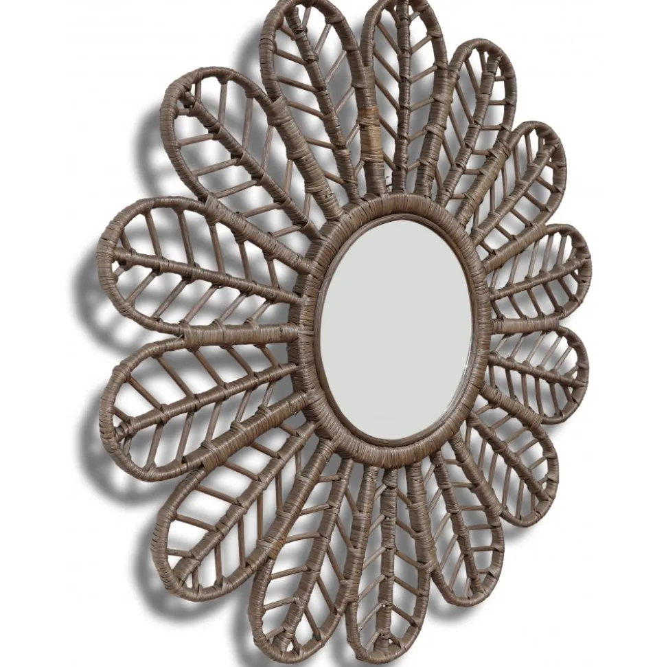 Spegel Ø90 cm brun rotting + Karta med möbeltassar på köpet!