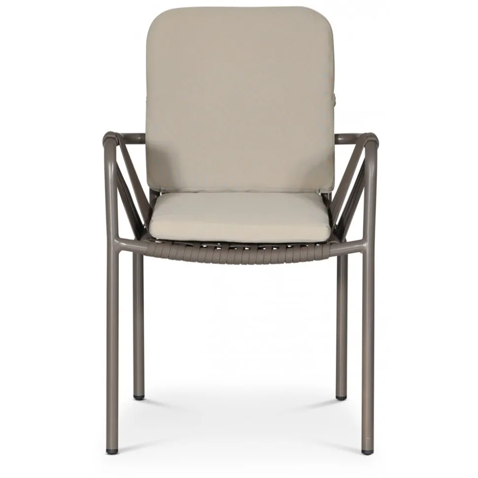 Stapelbar utestol grå med beige dyna