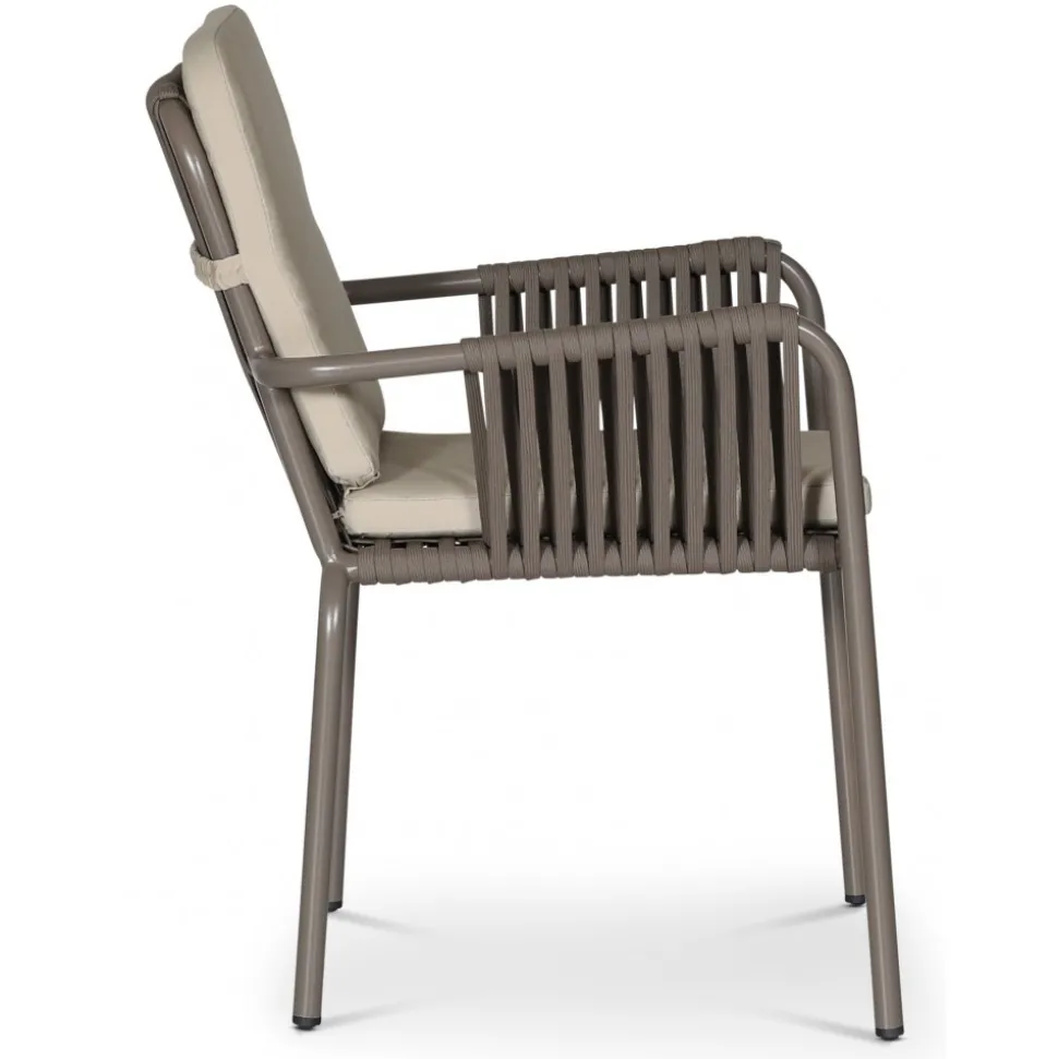 Stapelbar utestol grå med beige dyna