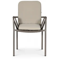 Stapelbar utestol grå med beige dyna + Rengöringsmedel för utemöbler