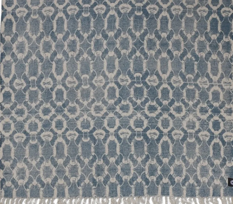 Stentvättad bomullsmatta Manchester Aqua - Olika storlekar