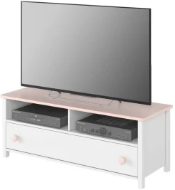 Stephany TV-bänk - Vit/rosa