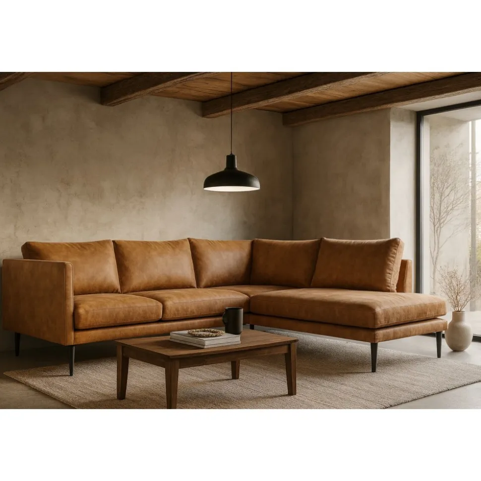 Östermalm divansoffa - Cognac ecoläder