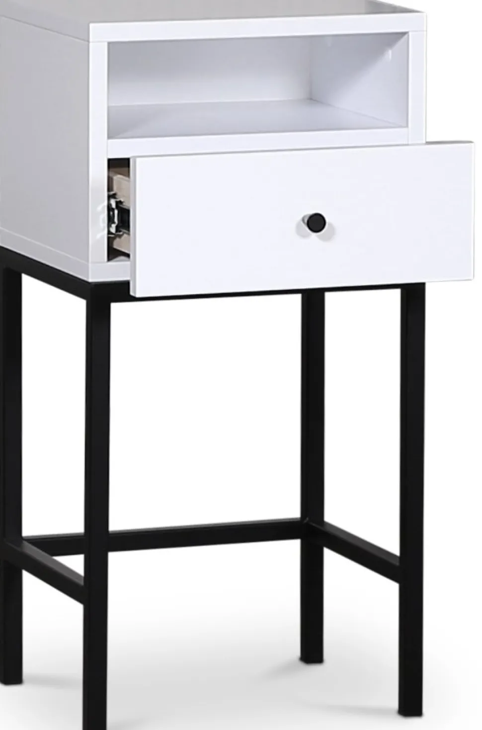 Stilo V.2 sängbord med låda Vit / Svart
