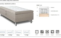 Ställbar säng beige medium - 80x200 cm + Möbeltassar