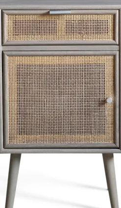 Stockholm grått sängbord med rotting + Möbeltassar