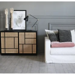 Stockholm skänk med rottingdörrar - 120 cm bred