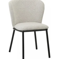 Stol beige boucle svarta ben + Stolsdyna